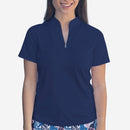 NAVY POLO QUARTER ZIP TOP