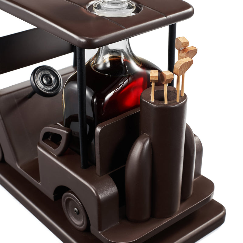 Golf Decanter Whiskey Decanter - The Wine Savant - Brown Mahogany Wood Golf Gifts for Both Men & Women, Golf Accessories, Golfer Gifts, Based on A Replica Golf Cart (600ml Decanter)