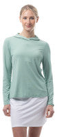 SanSoleil: Ladies UPF 50 Solmelange L/S Stripe Hoodie - 900451MM