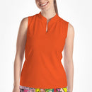ORANGE SLEEVELESS QUARTER ZIP TOP