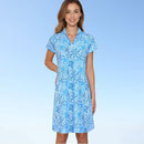 Annapolis Cap Sleeve Polo Dress in Starfish Blues
