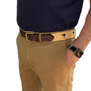 SC State Flag Palmetto Moon Embroidered Navy/Beige Woven Web Belt