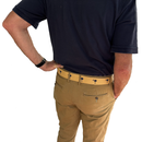 SC State Flag Palmetto Moon Embroidered Navy/Beige Woven Web Belt