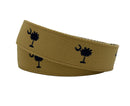 SC State Flag Palmetto Moon Embroidered Navy/Beige Woven Web Belt