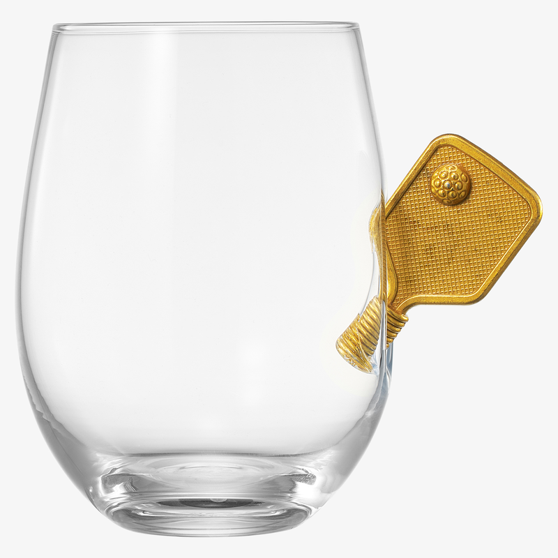 Pickleball Stemless Wine Glasses | Single | Stuck In The Glass Pickle Ball Cocktail Glassware, Player Enthusiast Gift, Crystal Glassware - Gift Idea for Him, Her, Sport Lover, Housewarming (17.5 OZ)