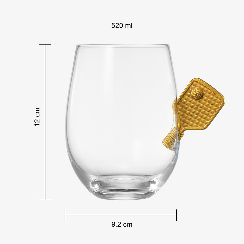 Pickleball Stemless Wine Glasses | Set of 2 | Stuck In The Glass Pickle Ball Cocktail Glassware, Player Enthusiast Gift, Crystal Glassware - Gift Idea for Him, Her, Sport Lover, Housewarming (17.5 OZ)