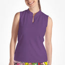 PURPLE SLEEVELESS QUARTER ZIP TOP