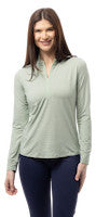 SanSoleil: Ladies UPF 50 Melange Stripe Zip Mock - 900453MM