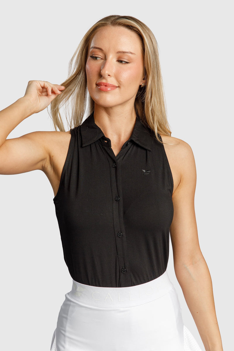 COEUR Full Button Down Sleeveless Polo by Calliope Golf