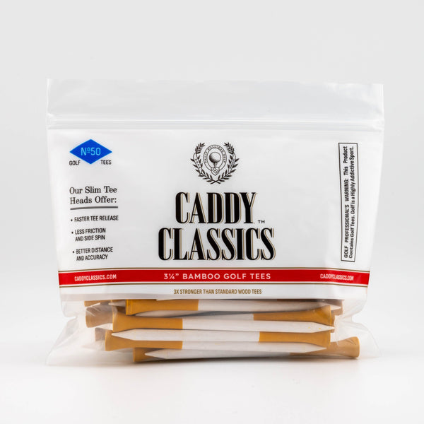 Original Caddy Classics Tees | 50 Slender bamboo 3¼ Inch Golf Tees