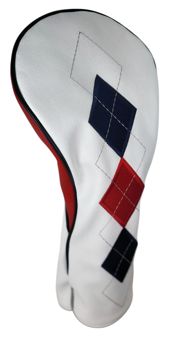 Classic Argyle Red, White & Blue Embroidered Driver Headcover by ReadyGOLF