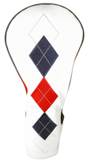 Classic Argyle Red, White & Blue Embroidered Driver Headcover by ReadyGOLF