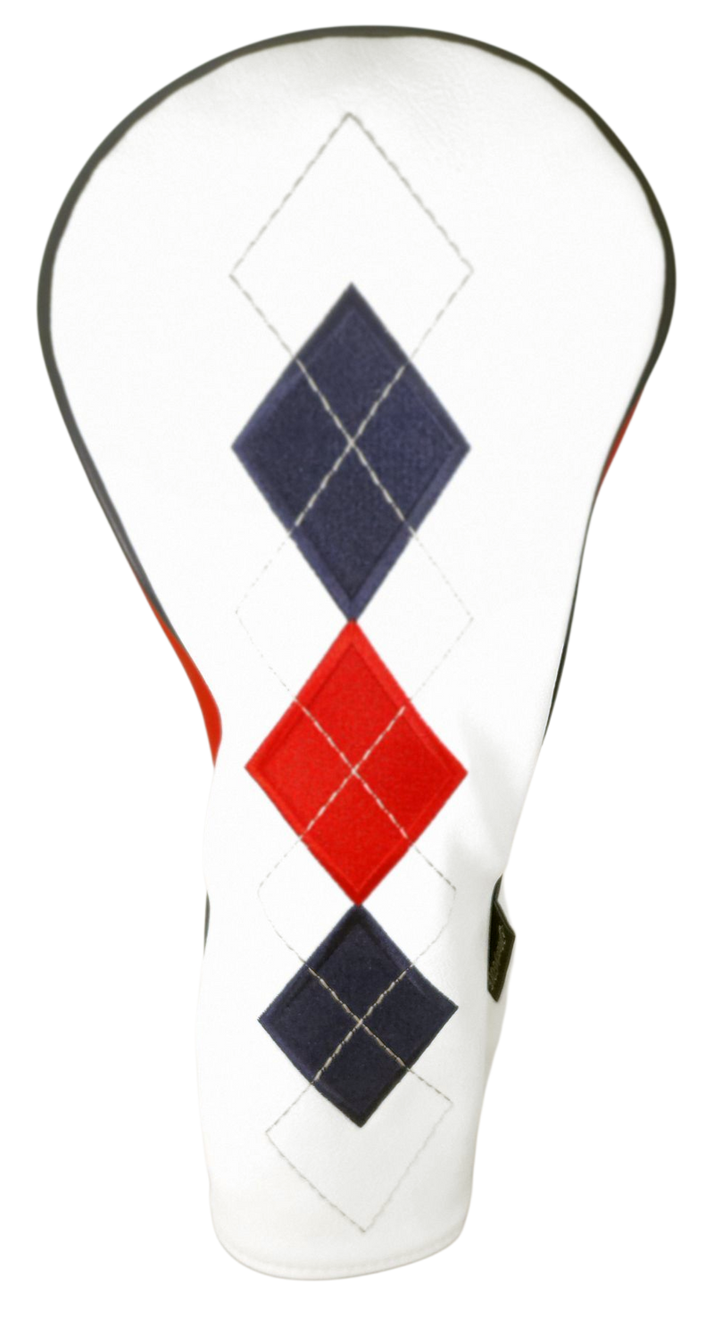 Classic Argyle Red, White & Blue Embroidered Driver Headcover by ReadyGOLF