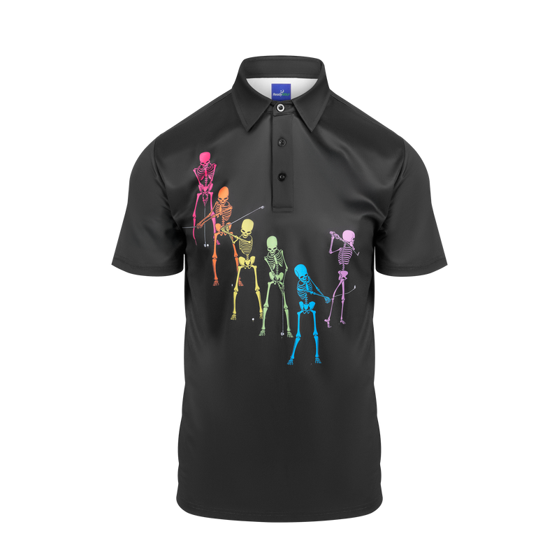 Bones (Black) Mens Golf Polo Shirt by ReadyGOLF