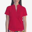 RED POLO QUARTER ZIP TOP