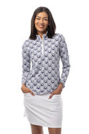 SanSoleil: Ladies Soltek Lux Long Sleeve Print Mock - 900621