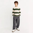 Forest Striped Cable Knit Roll neck Sweater
