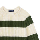 Forest Striped Cable Knit Roll neck Sweater