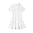 Cable Knit Polo Dress in White