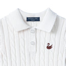 Cable Knit Polo Dress in White