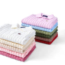 Cable Knit Polo Sweater in Baby Blue