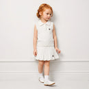 Cable Knit Sleeveless Polo Shirt in White