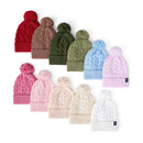 Cable Knit Pom Beanie in Lilac