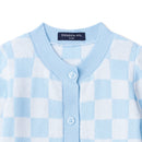 Blue Checker Baby Knit Button Romper