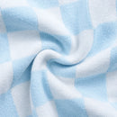 Blue Checker Baby Knit Button Romper