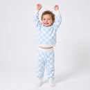 Blue Checker Knit Jogger Pants