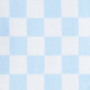 Blue Checker Knit Long Sleeve Crewneck Sweater