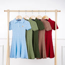 Cable Knit Polo Dress in Red Xmas