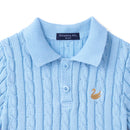 Cable Knit Polo Sweater in Baby Blue