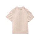 Cable Knit Polo Sweater in Beige