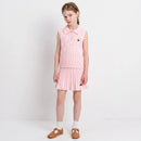 Cable Knit Sleeveless Polo Shirt in Pink