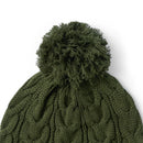 Cable Knit Pom Beanie in Forest Green