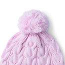 Cable Knit Pom Beanie in Lilac