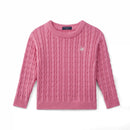 Classic Cable Knit Baby Sweater in Rose Pink