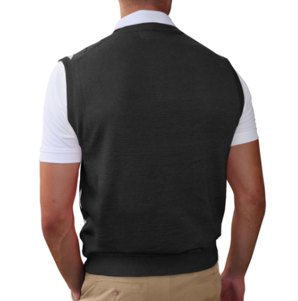 Golf Knickers: Men's Argyle Sweater Vest - Black/White