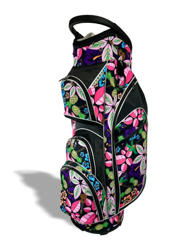 Taboo Fashions: Ladies 14 Way Designer Women's Golf Cart Bag with Cooler - Tropical Paradise