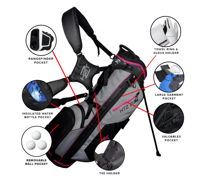 Hot-Z Golf: 2.0 Stand Bag - Black/Grey/Pink