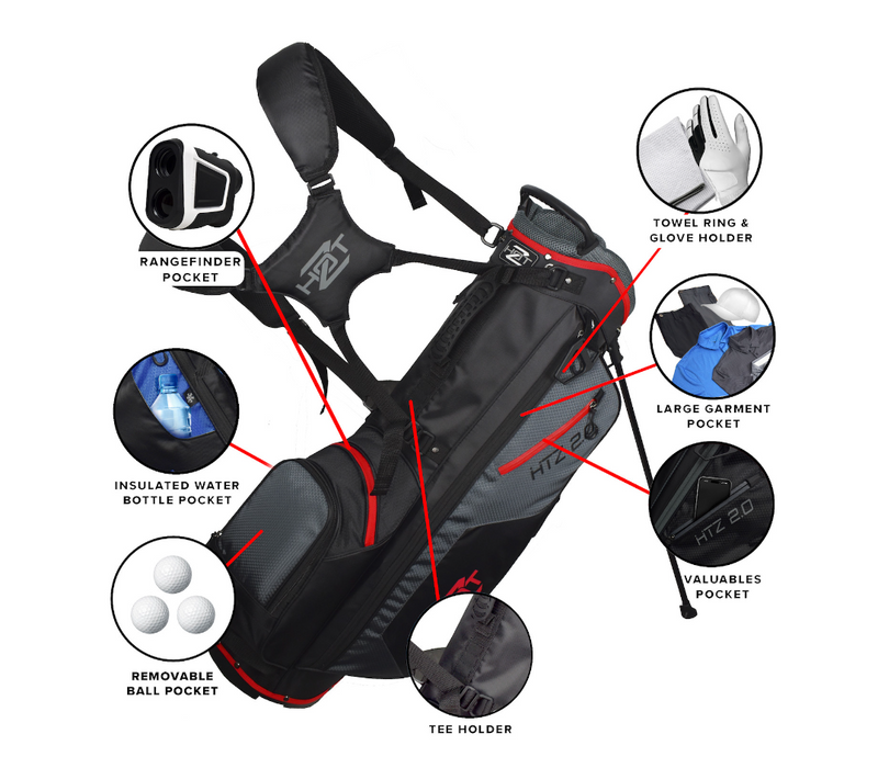 Hot-Z Golf: 2.0 Stand Bag - Black/Grey/Red