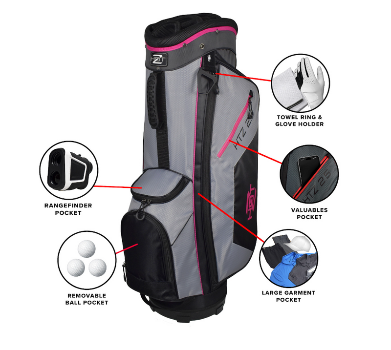 Hot-Z Golf: 2.5 Cart Bag - Black/Grey/Pink