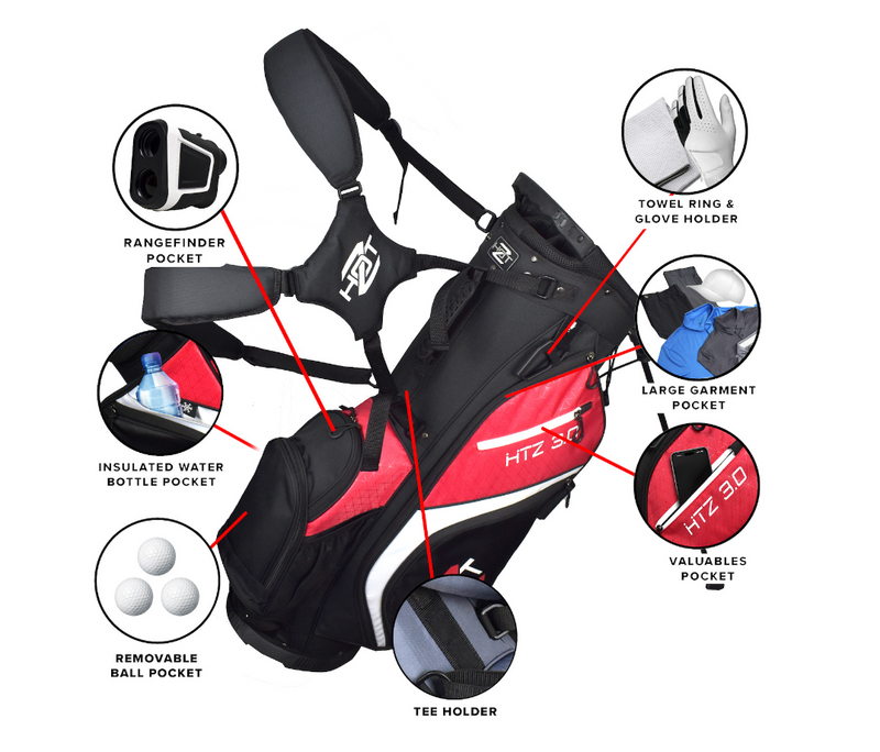 Hot-Z Golf: 3.0 Stand Bag - Black/Red/White