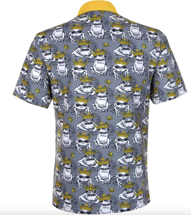 Tattoo Golf:  Men's Party Animal Cool-Stretch Performance Golf Shirt - Frog