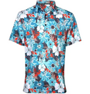 Tattoo Golf: Couple's Matching Aloha Golf Shirt -Teal/Orange