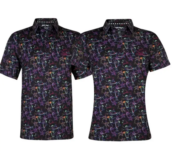 Tattoo Golf: Couple's Matching 19th Hole Golf Shirts - Neon