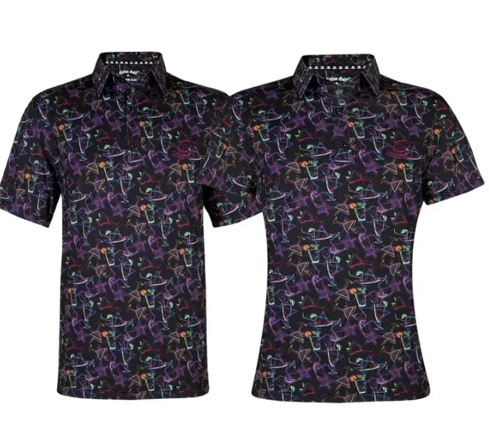 Tattoo Golf: Couple's Matching 19th Hole Golf Shirts - Neon