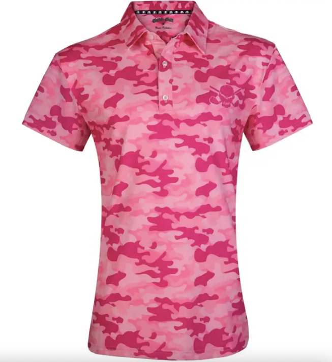 Tattoo Golf: Couple's Matching Camo Golf Shirts - Pink