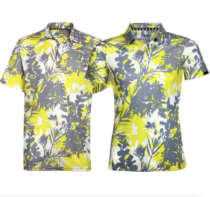 Tattoo Golf: Couple's Matching Hawaiian Golf Shirts - Yellow